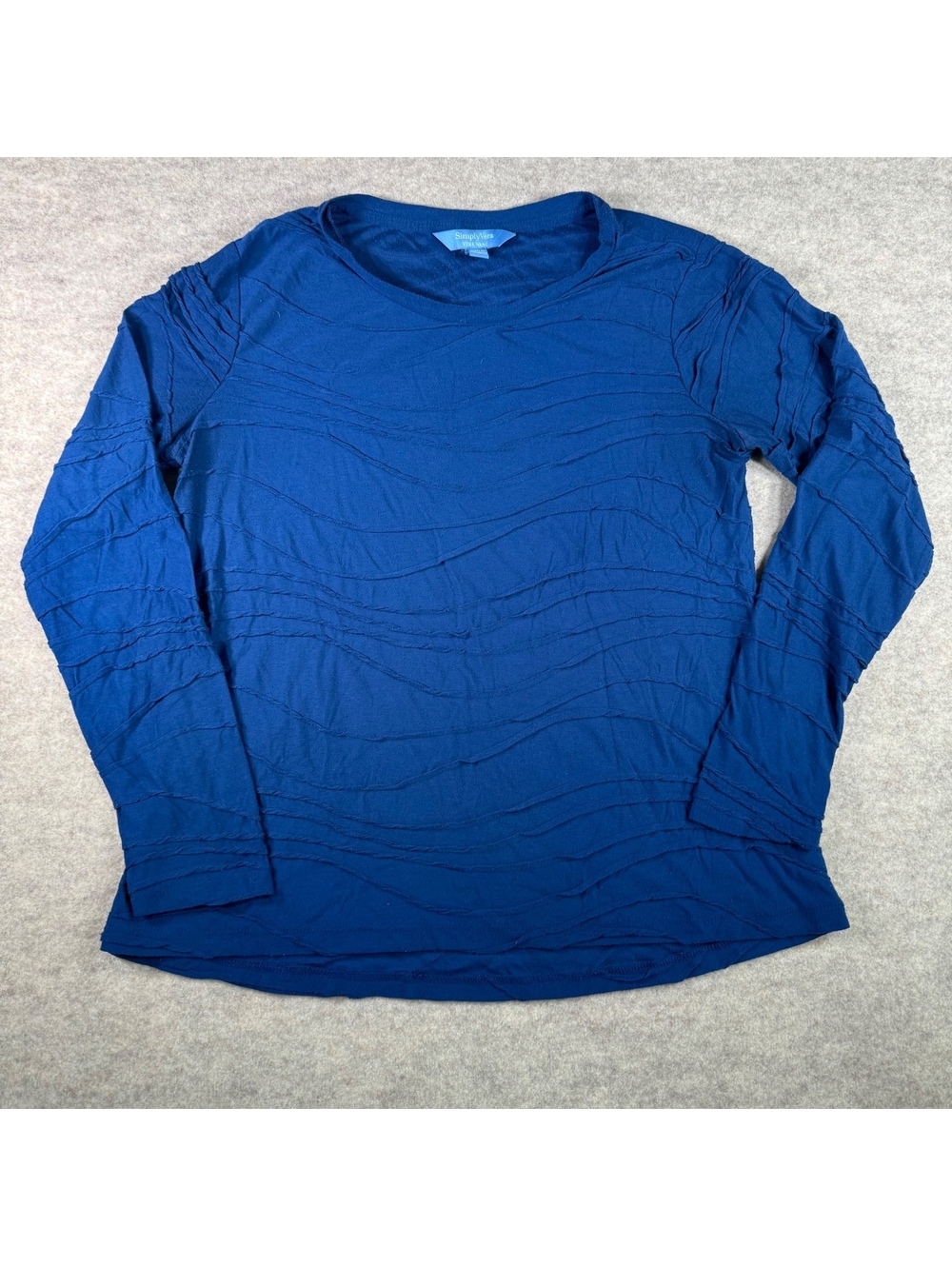 Simply Vera Vera Wang Long Sleeve Textured Navy Blue Top Size L